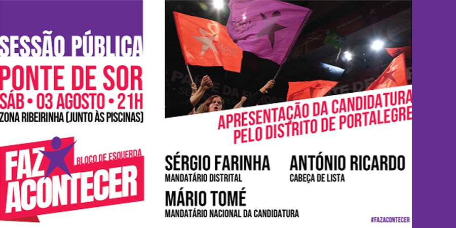 Apresentação de candidatos/as do Bloco pelo círculo eleitoral de Portalegre
