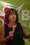 Cecália Honório, cabeça de lista do Bloco às legislativas por Faro, intervindo na apresentação das candidaturas de Olhão