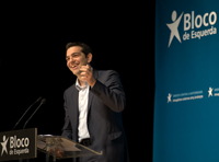 Alexis Tsipras no comício do Bloco