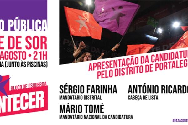 Apresentação de candidatos/as do Bloco pelo círculo eleitoral de Portalegre